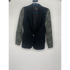 LAVEER  for Barney New york Black Blazer Camo Contrast sleeves Size 2 Women wool
